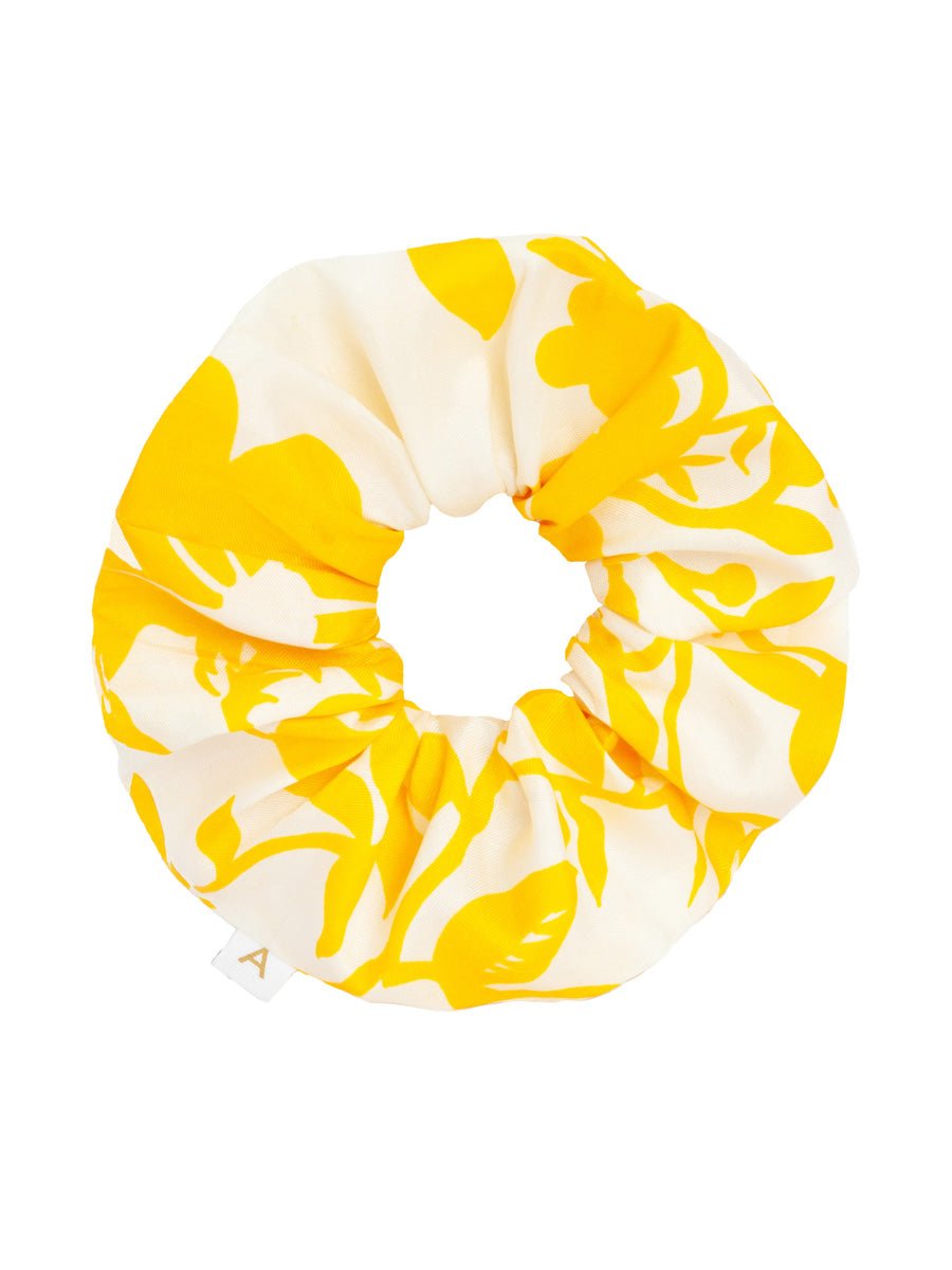 Soleil Floral Print Silk Scrunchie - Sunny Floral - AMARIS