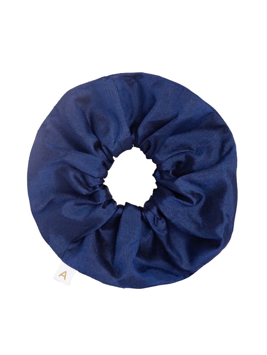 Soleil Solid Silk Scrunchie - Navy - AMARIS