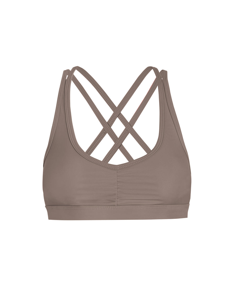 of crossback sports bra in mink color