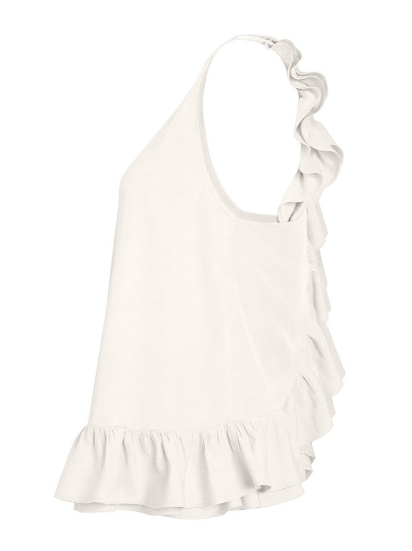 Theia Poplin Ruffle Blouse Natural - AMARIS