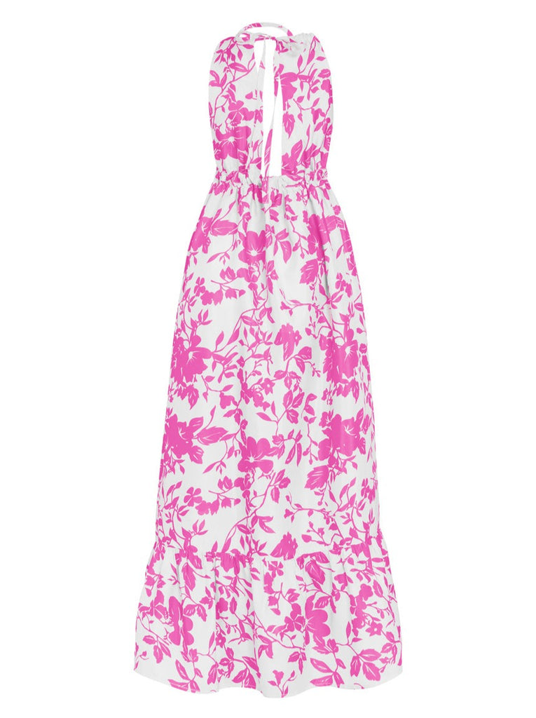 Aphaea Silk Taffeta Maxi Dress - Peony Floral