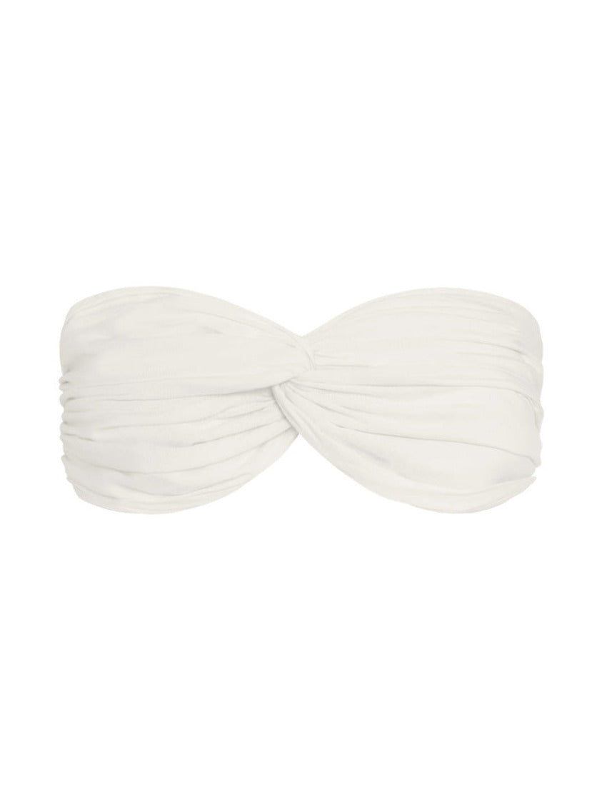 Bia Twist Front Bamboo Poplin Bandeau Top - Natural White
