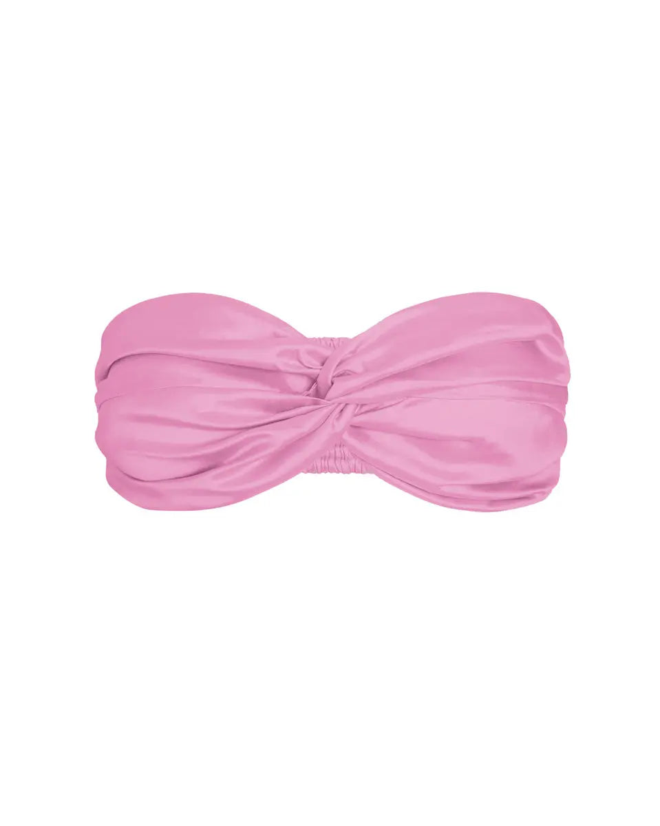 Bia Twist Silk Bandeau Top - Peony AMARIS