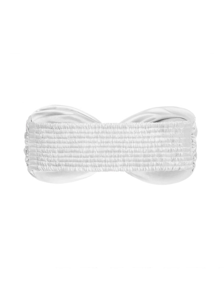 Bia Twist Front Thai Silk Bandeau Top - White Quartz AMARIS
