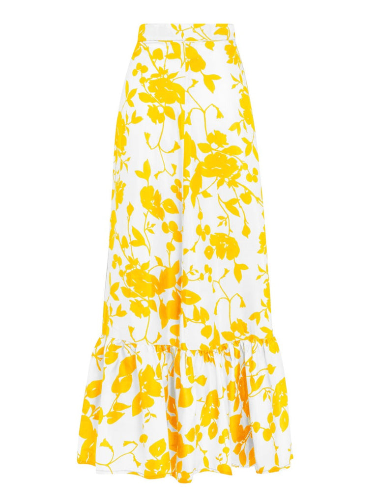 Calypso Silk Taffeta Wrap Skirt - Sunny Floral