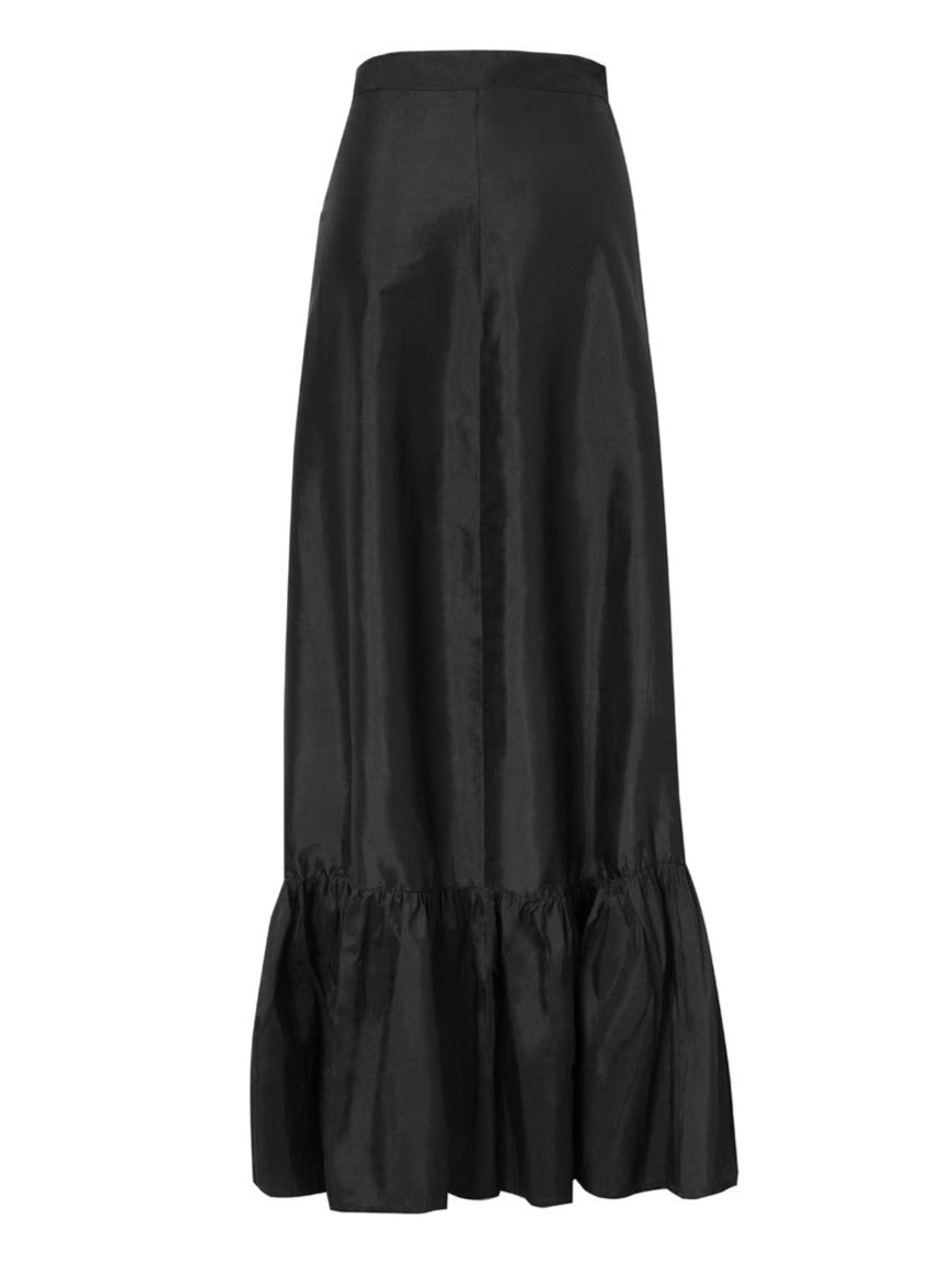 Calypso Thai Silk Taffeta Wrap Skirt - Onyx