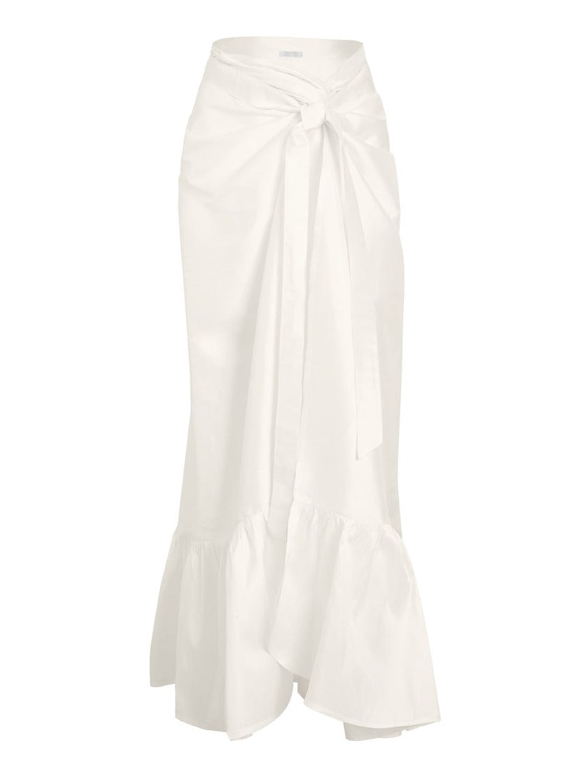Calypso Silk Taffeta Wrap Maxi Skirt - Natural