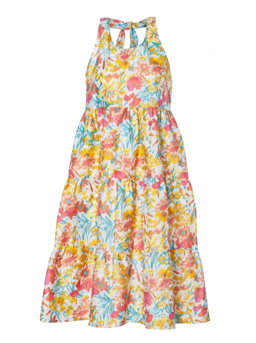 Clio Silk Taffeta Open Back Midi Dress - Meadow AMARIS