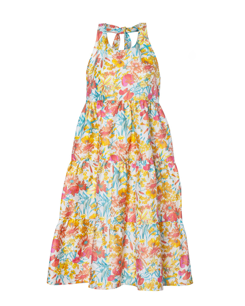 Clio Silk Taffeta Open Back Midi Dress - Meadow AMARIS
