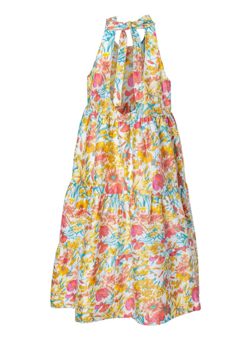 Clio Silk Taffeta Open Back Midi Dress - Meadow AMARIS