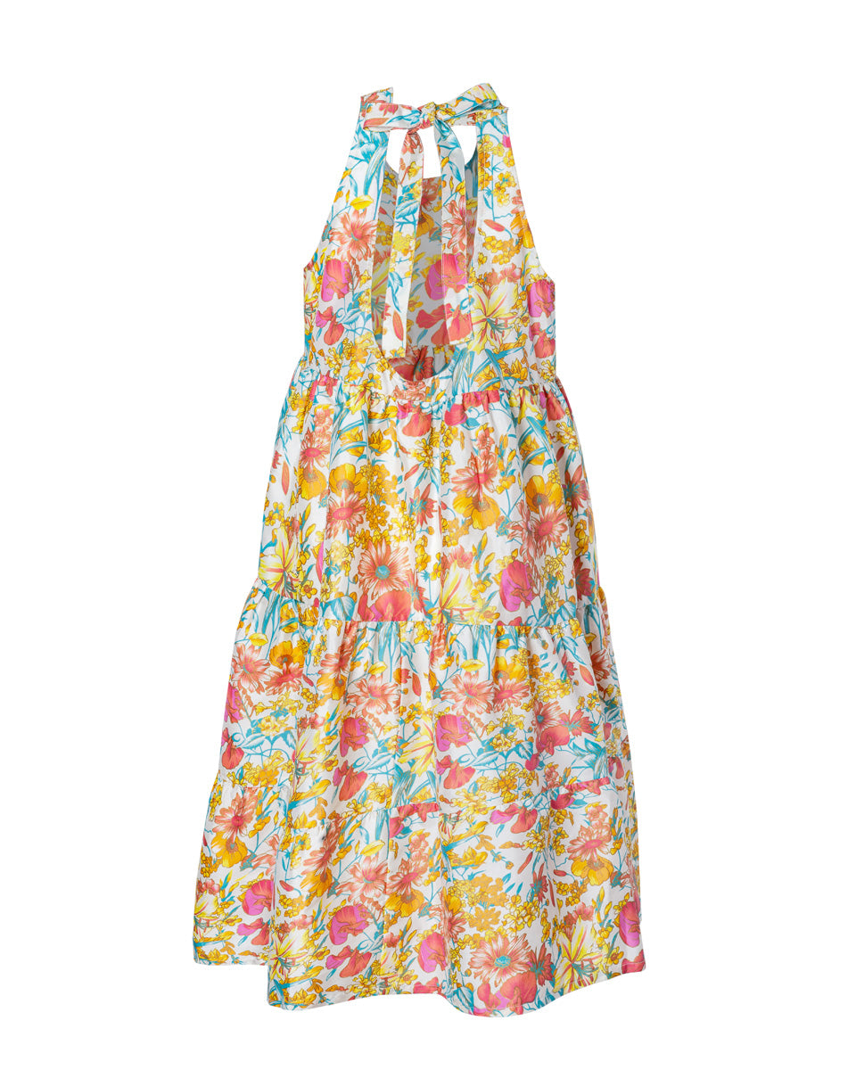 Clio Silk Taffeta Open Back Midi Dress - Meadow AMARIS