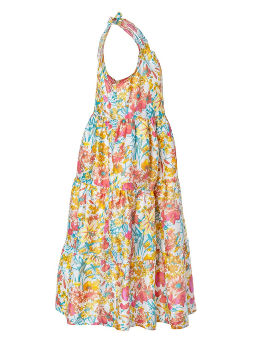 Clio Silk Taffeta Open Back Midi Dress - Meadow AMARIS