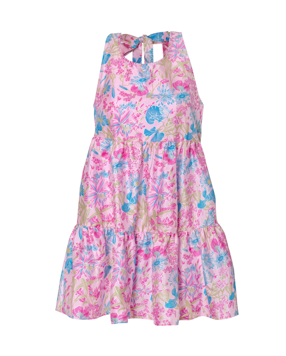 Clio Silk Taffeta Open Back Mini Dress - Sweetpea AMARIS