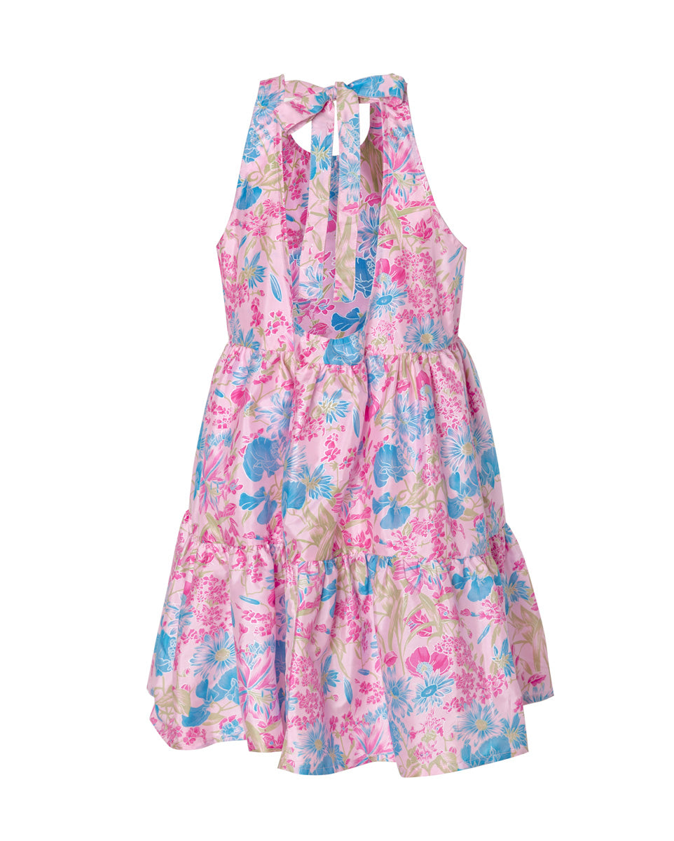 Clio Silk Taffeta Open Back Mini Dress - Sweetpea AMARIS