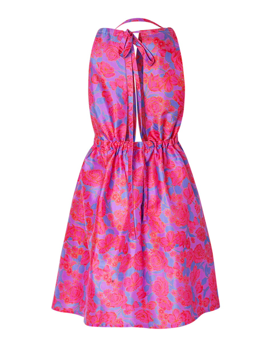 Pheme Printed Halter Silk Mini Dress - Violet Rose - AMARIS