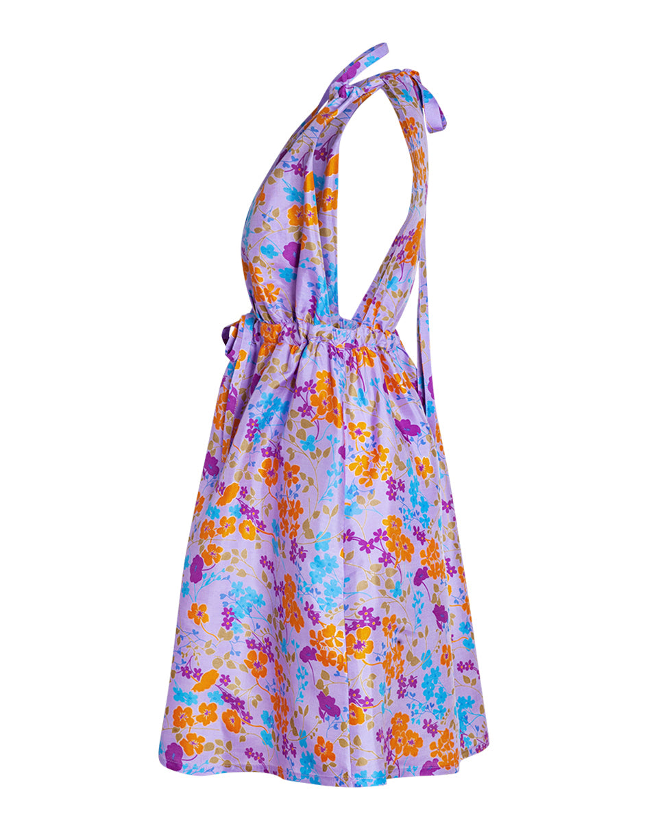 Pheme Printed Halter Silk Mini Dress - Spring Lilac - AMARIS