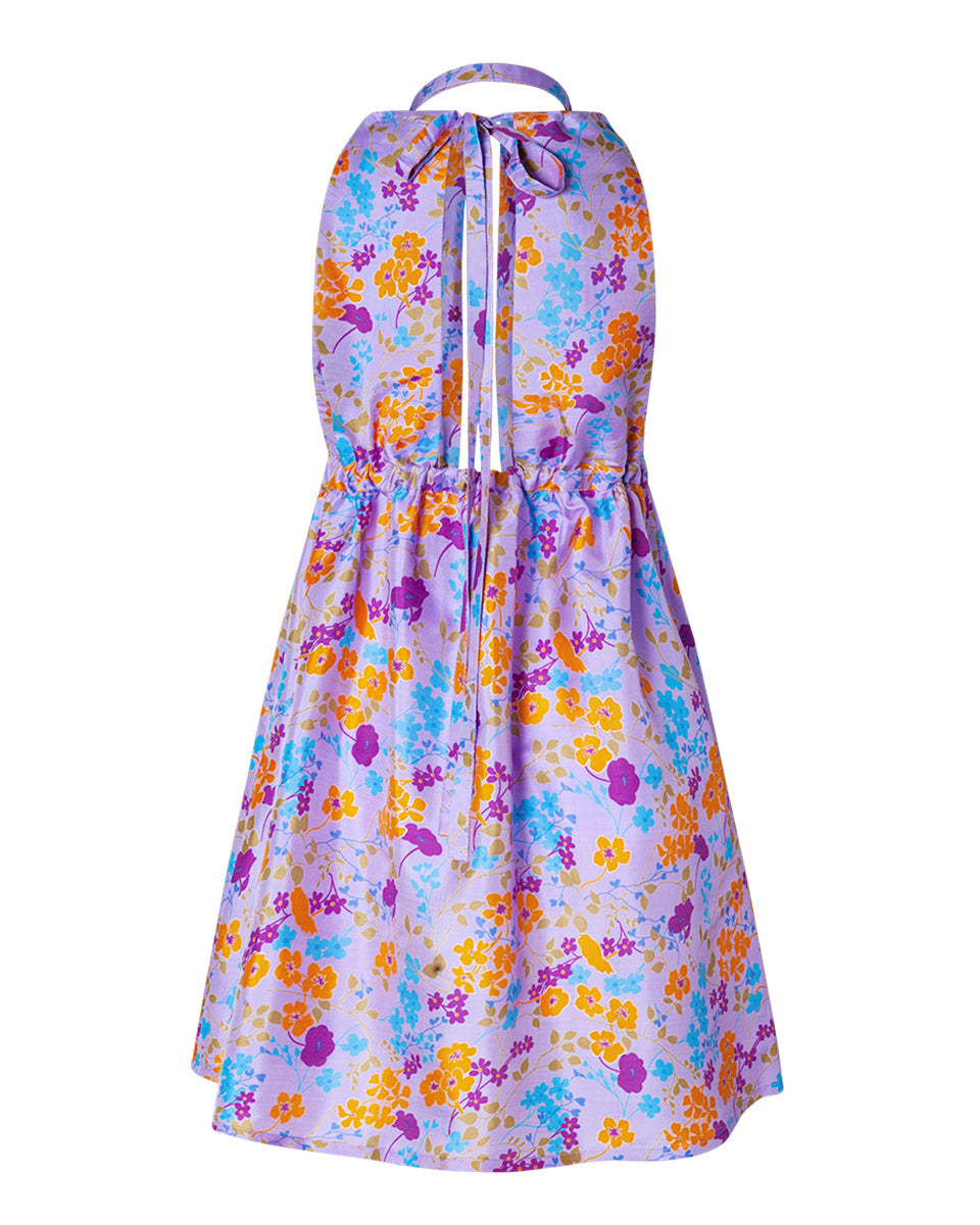 Pheme Printed Halter Silk Mini Dress - Spring Lilac - AMARIS