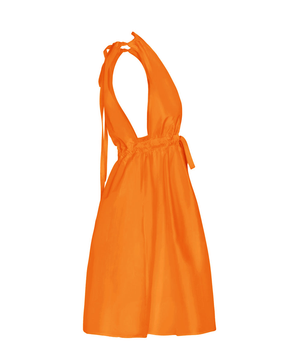 Pheme Thai Silk Taffeta Dress - Tangerine