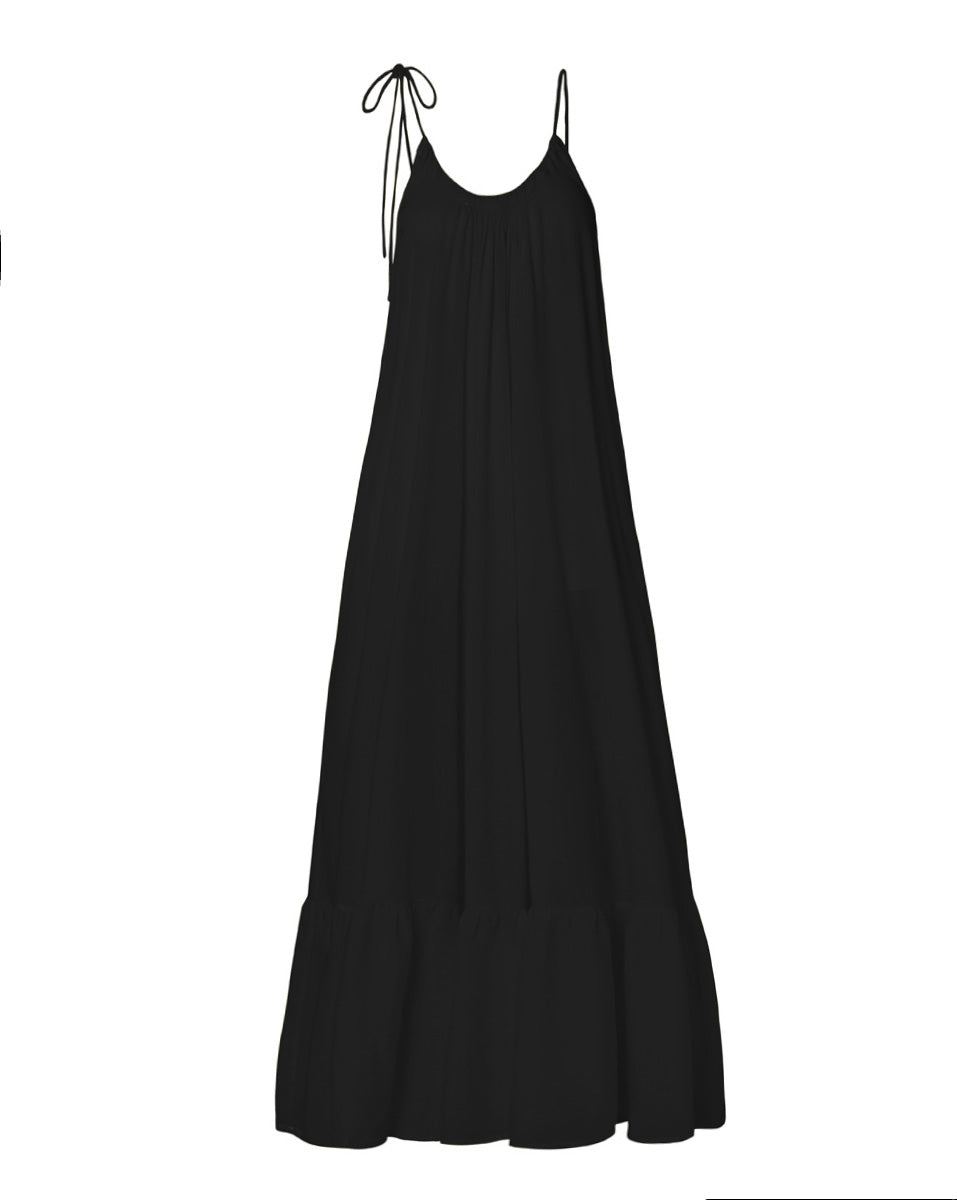Thalia Bamboo Maxi Ruffle Dress - Black