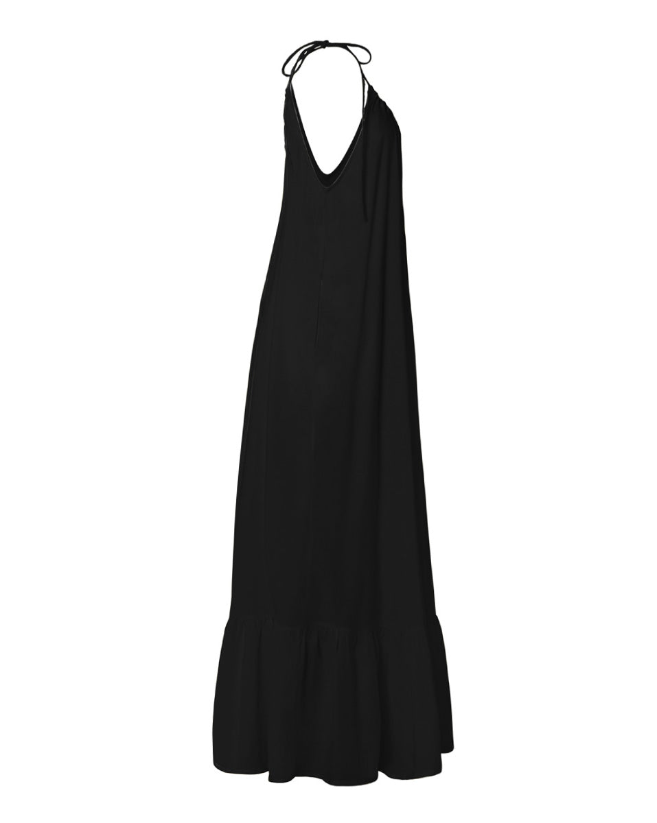Thalia Bamboo Maxi Ruffle Dress - Black AMARIS