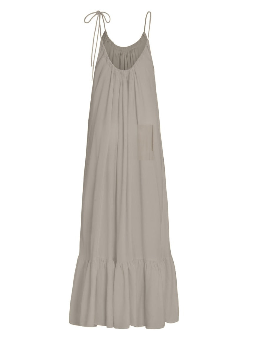 Thalia Bamboo Crepe Ruffle Maxi Dress - Khaki