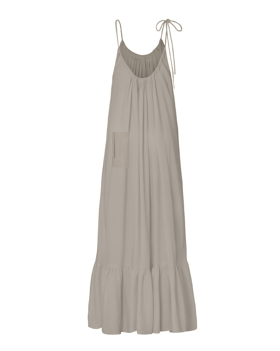 Thalia Bamboo Crepe Ruffle Maxi Dress - Khaki - AMARIS