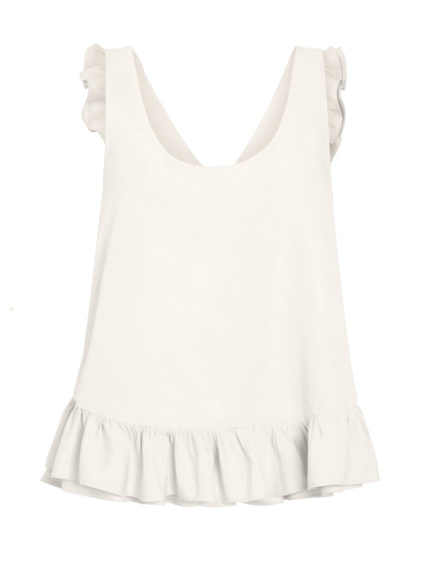 Theia Poplin Ruffle Blouse Natural - AMARIS